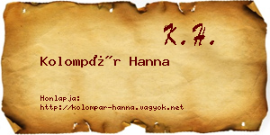 Kolompár Hanna névjegykártya
